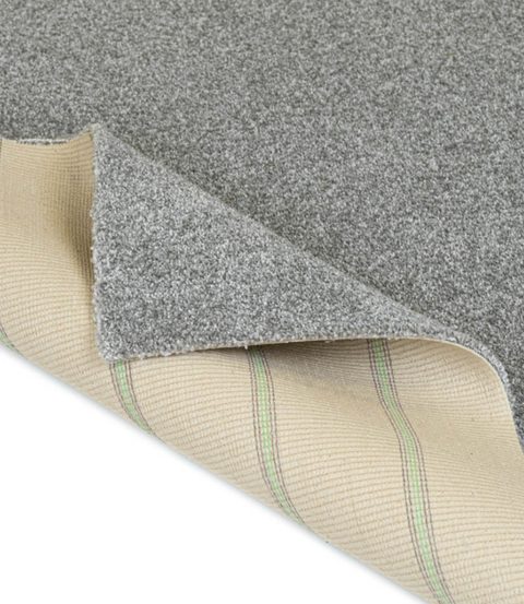 Dove Grey carpet, corner turned back to show the backing