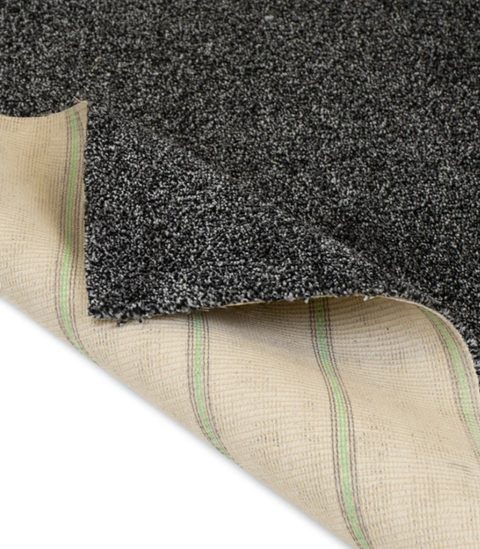 Carbon Grey carpet, corner turned back to show the backing
