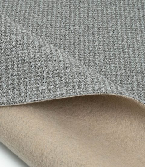 Silver Loop carpet, corner turned back to show the backing