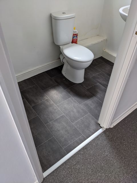 Rental property WC: new vinyl to freshen it up
